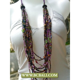 Beads Glass Necklace Multi Strand